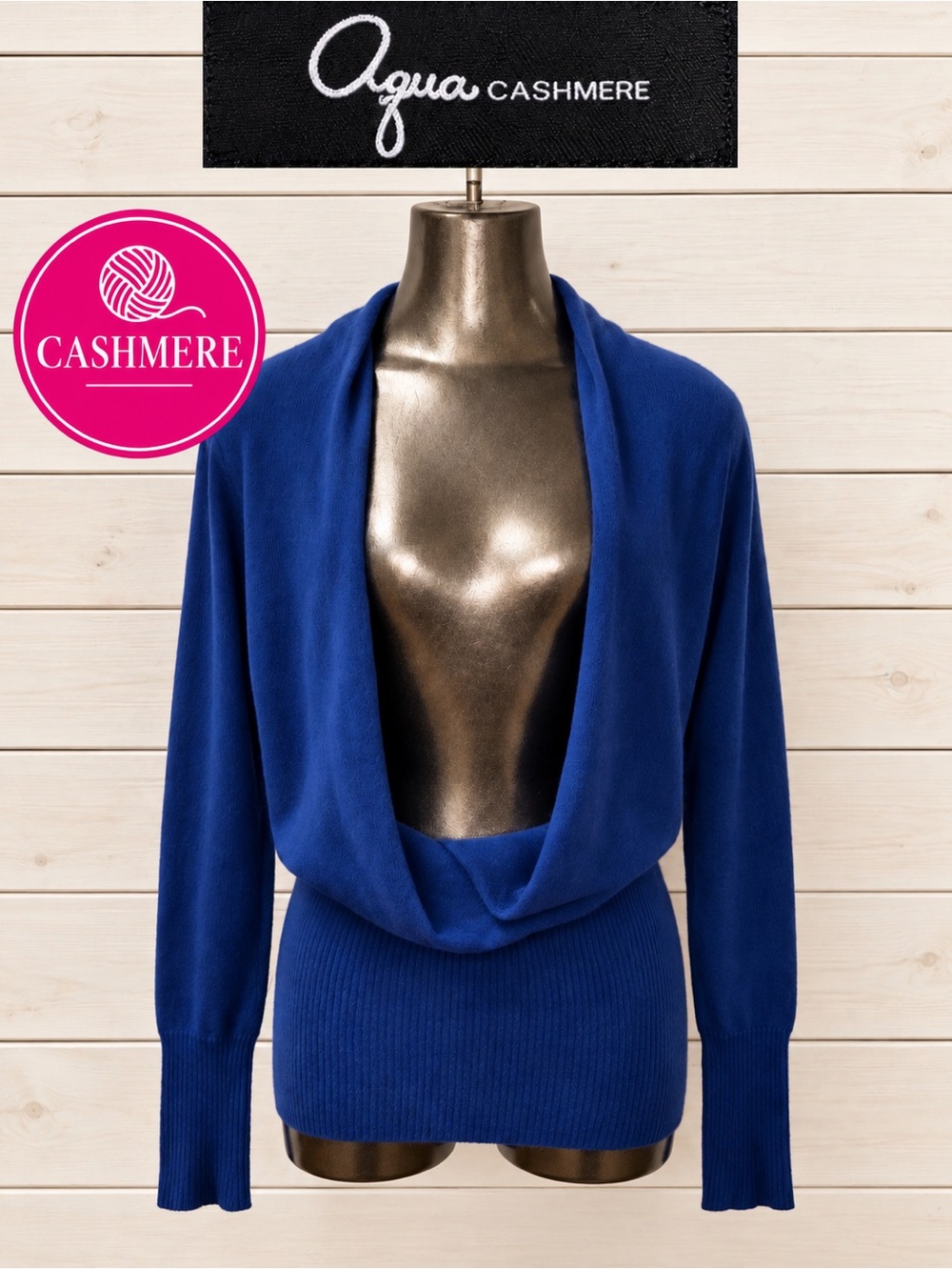 Aqua Cashmere 100% Cashmere Cowl Neck Sweater – Size M